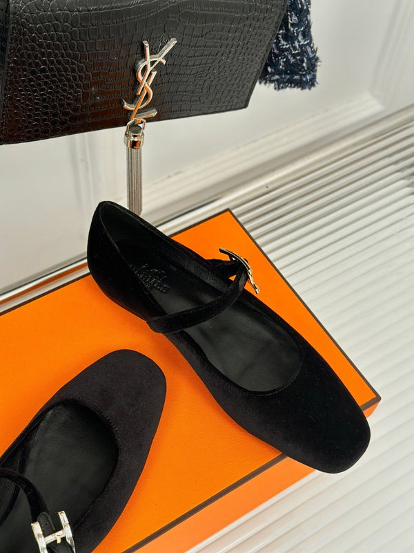 hm jane ballet flat black velvet