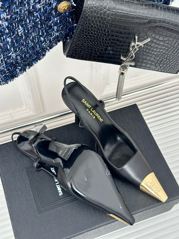 SL JEANNE SLINGBACK PUMPS BLACK CALFSKIN