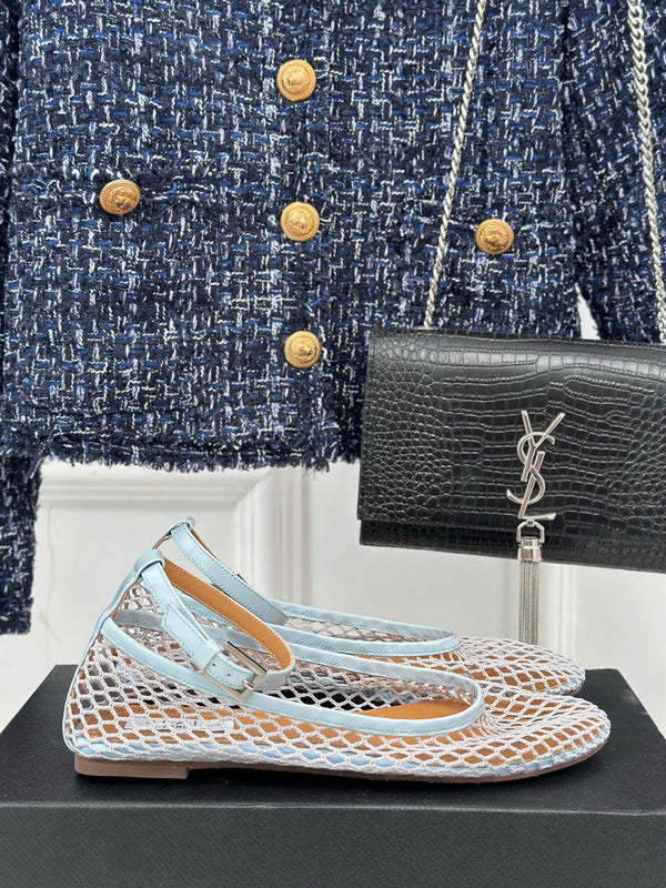 Alaia Mary Jane Ballerina in pelle di agnello blu chiaro 293231