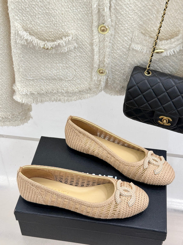 CC 25P Ballerine Hollow Double C 15mm Beige Rafia 265642