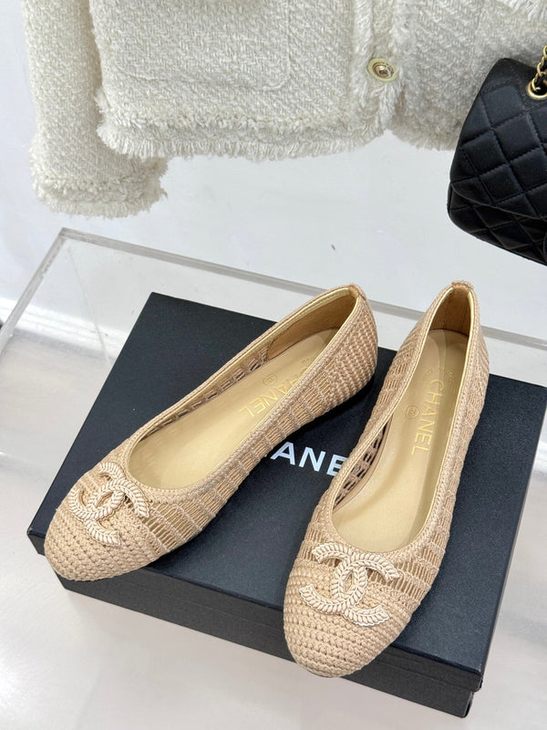 CC 25P Ballerine Hollow Double C 15mm Beige Rafia 265642