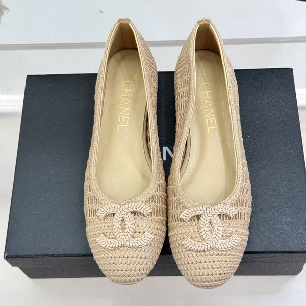 CC 25P Ballerine Hollow Double C 15mm Beige Rafia 265642