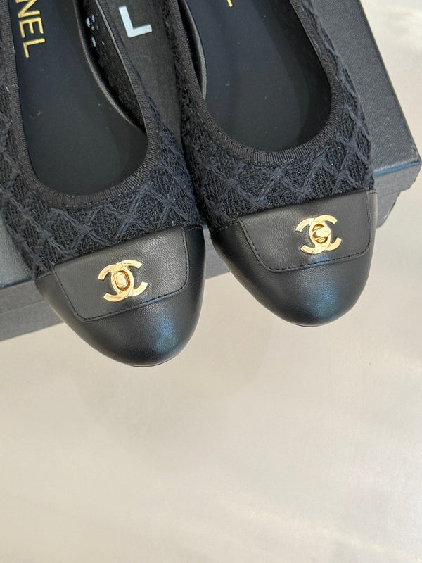 Chanel 25 Ballet Flat Black Woven Lambskin 473055