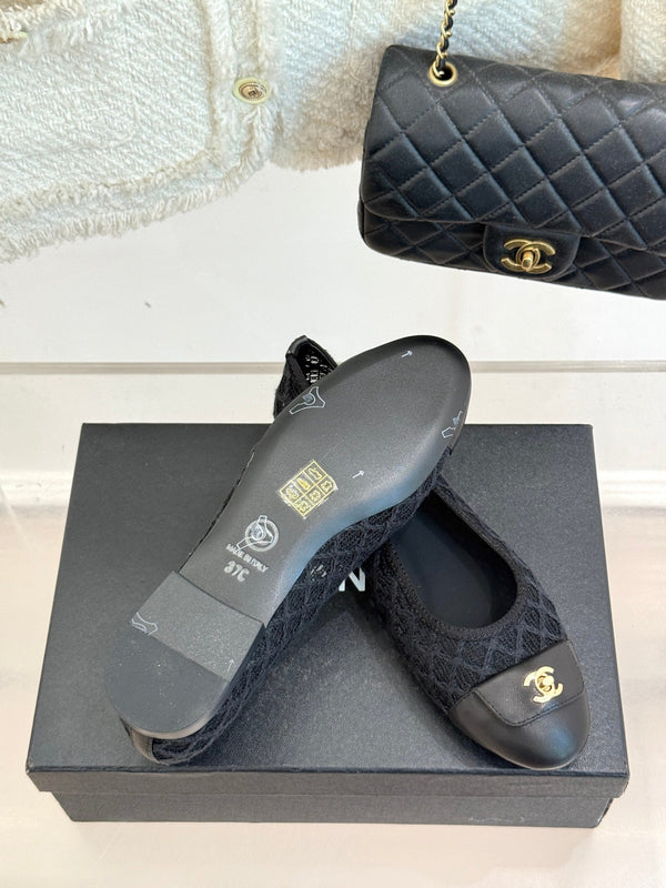 Chanel 25 Ballet Flat Black Woven Lambskin 473055