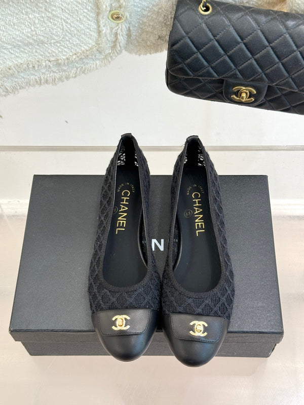 Chanel 25 Ballet Flat Black Woven Lambskin 473055