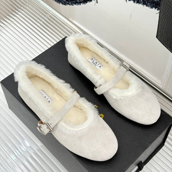 Alaia 25WF Mary Jane white suede wool 472221