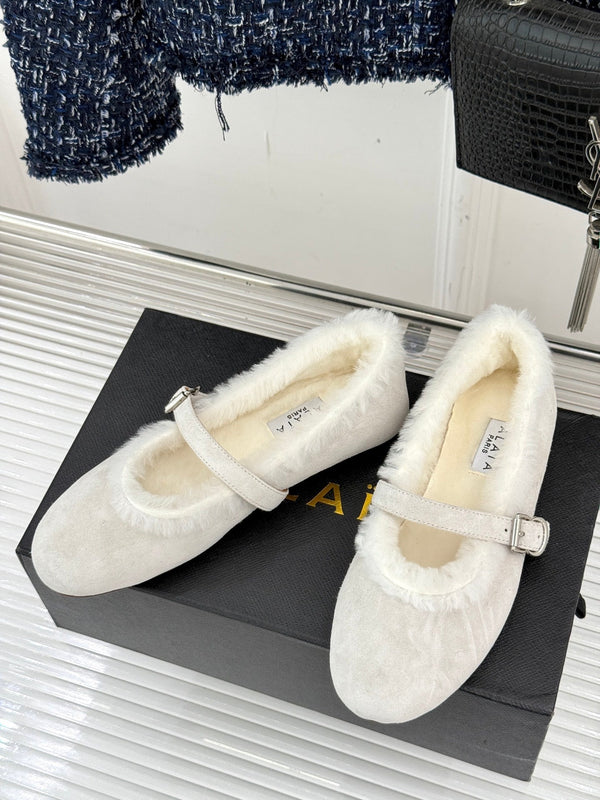 Alaia 25WF Mary Jane white suede wool 472221
