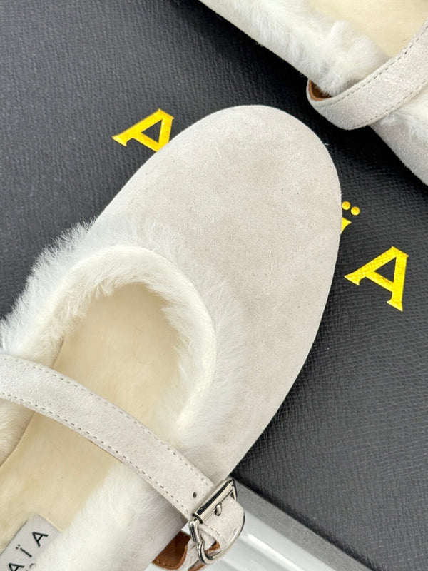 Alaia 25WF Mary Jane white suede wool 472221