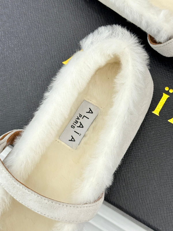 Alaia 25WF Mary Jane white suede wool 472221