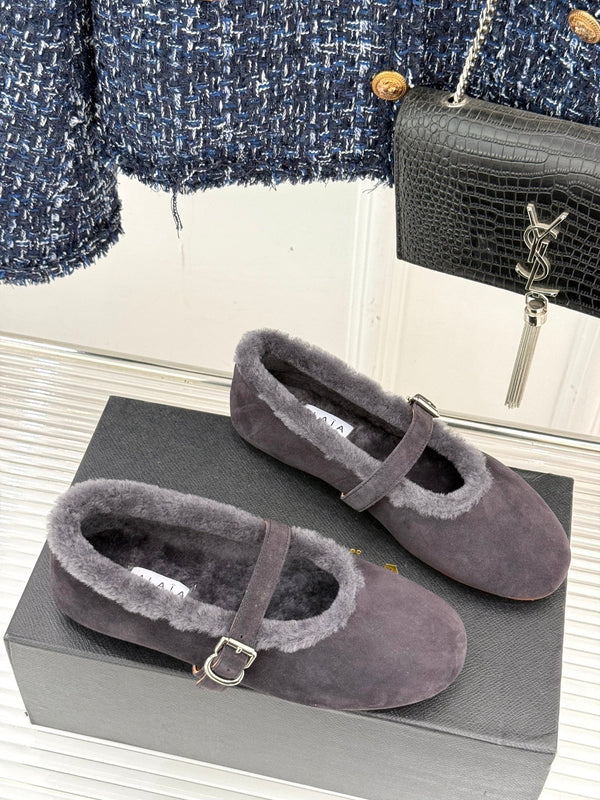 Alaia 25WF Mary Jane charcoal grey suede wool 472222