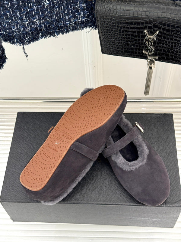 Alaia 25WF Mary Jane charcoal grey suede wool 472222