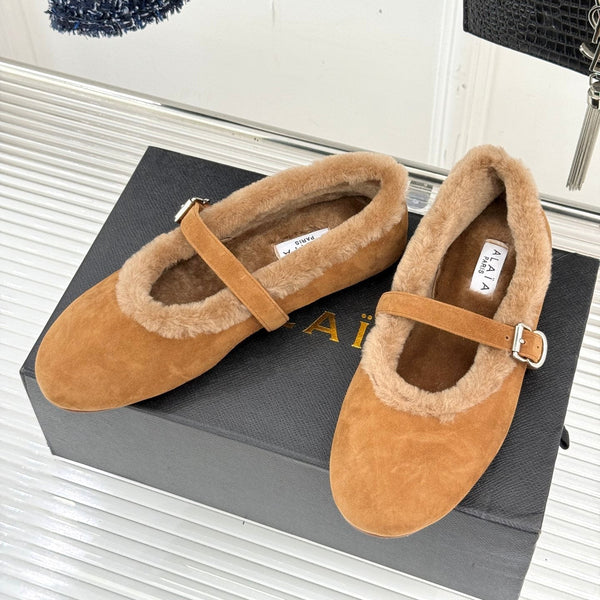Alaia 25WF Mary Jane in lana scamosciata marrone caramello 472223