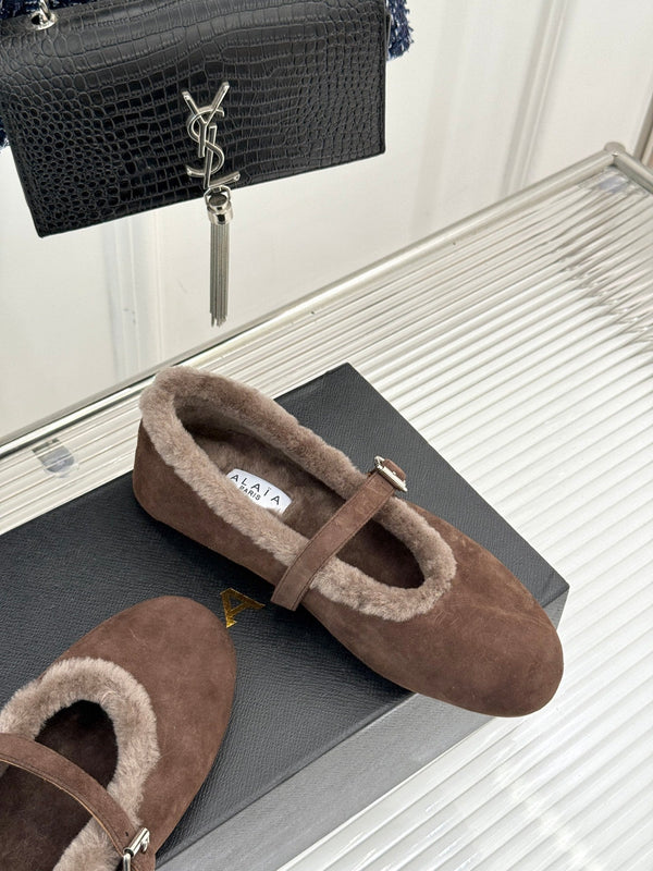 Alaia 25WF Mary Jane chocolate brown suede wool 472224