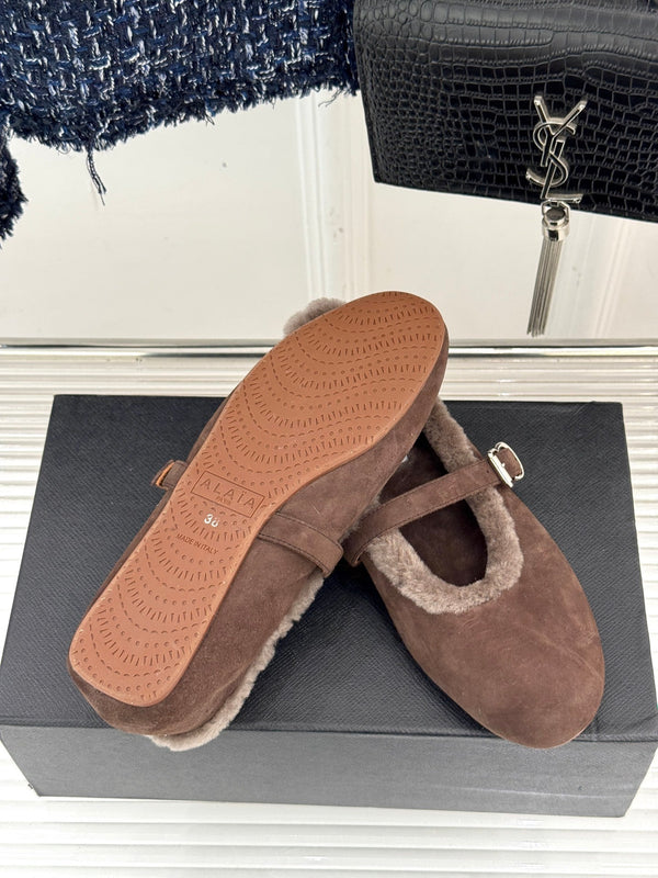 Alaia 25WF Mary Jane chocolate brown suede wool 472224