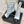 Stivali bassi classici CC con tacco a blocco 90 mm in pelle di vitello metallizzata argento 465389