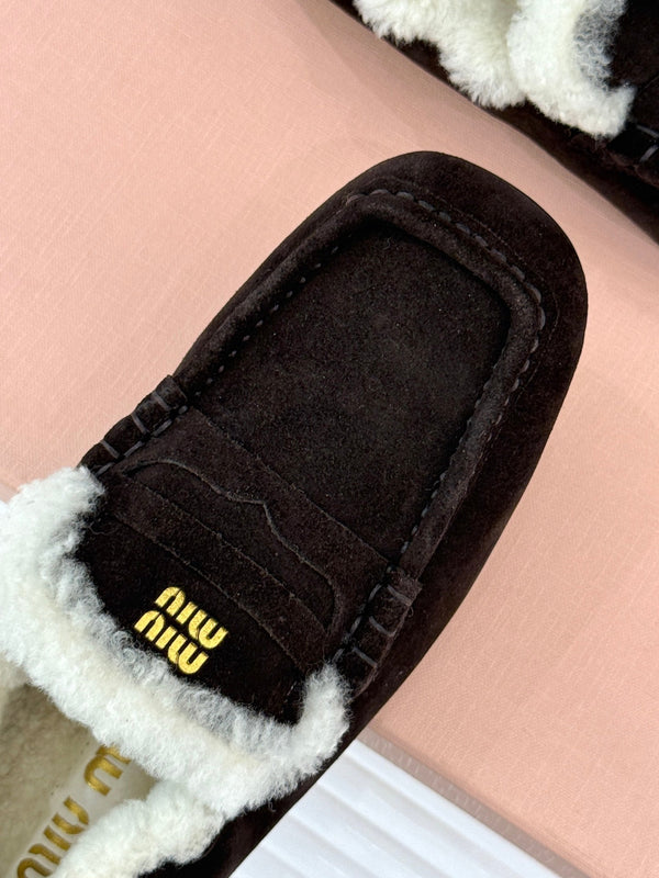 Miumiu 25 Loafer Brown mix White Suede Fur 471993
