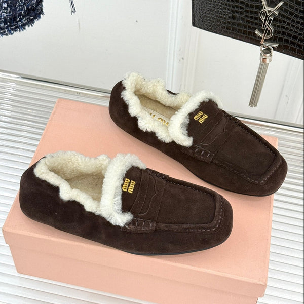 Miumiu 25 Loafer Brown mix White Suede Fur 471993