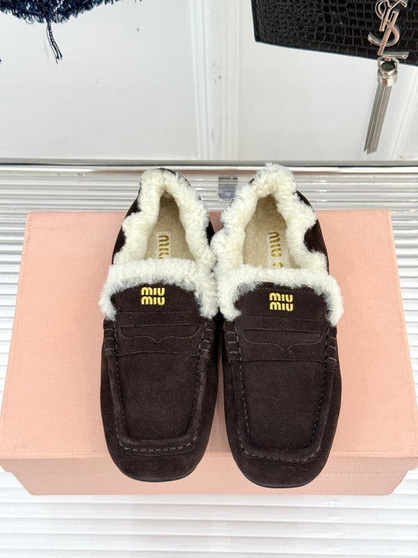 Miumiu 25 Loafer Brown mix White Suede Fur 471993