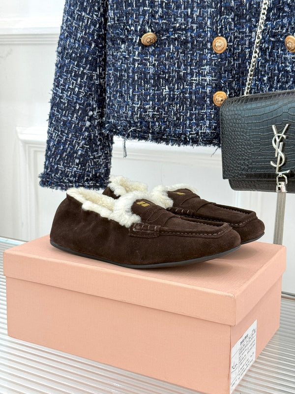 Miumiu 25 Loafer Brown mix White Suede Fur 471993