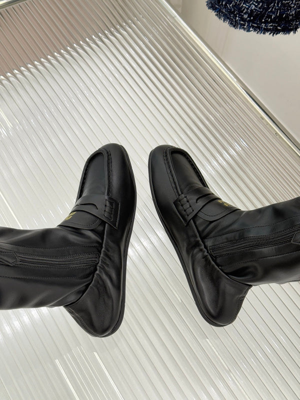 MiuMiu 25 loafer stretch boots black calfskin 517335