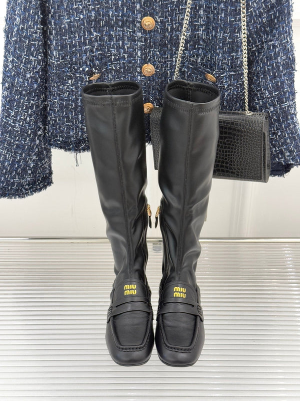 MiuMiu 25 loafer stretch boots black calfskin 517335