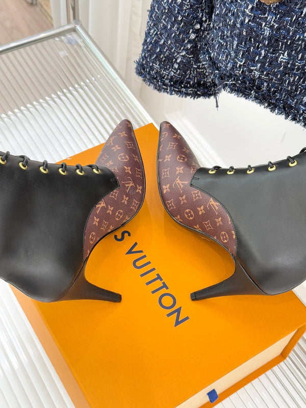 LV Star Trail Ankle Boot Brown Mix Black Monogram Canvas Leather 517258