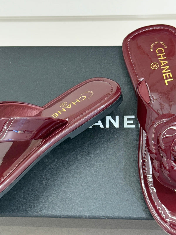CC 26C Camélia Printemps précoce Cuir verni bordeaux à glissière