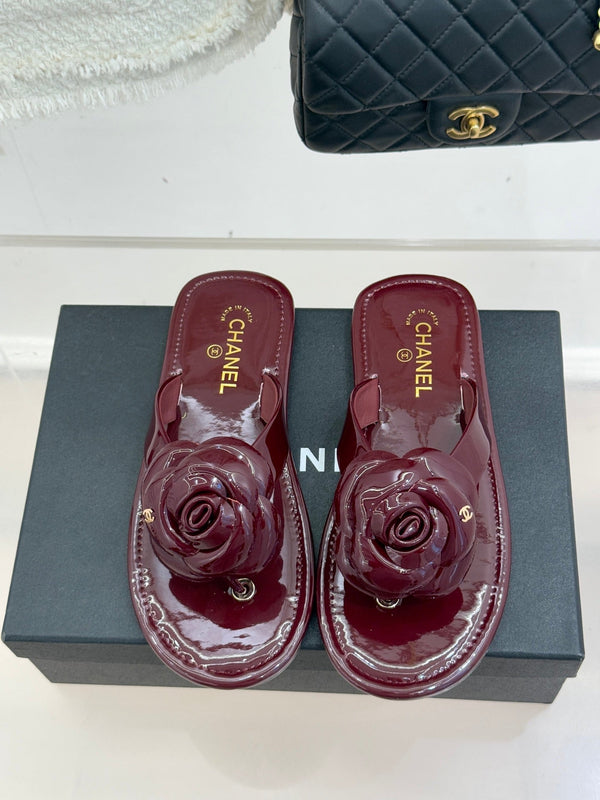 CC 26C Camélia Printemps précoce Cuir verni bordeaux à glissière