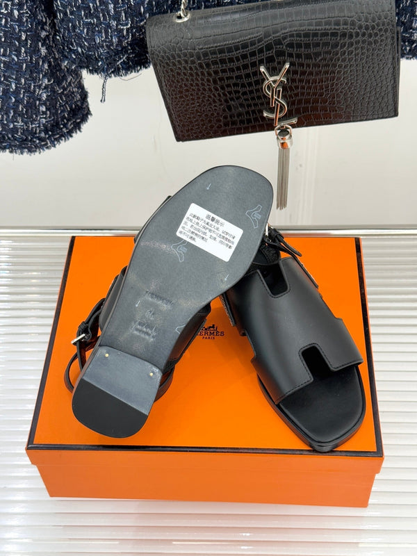 HM Maya Sandale en cuir noir 642791