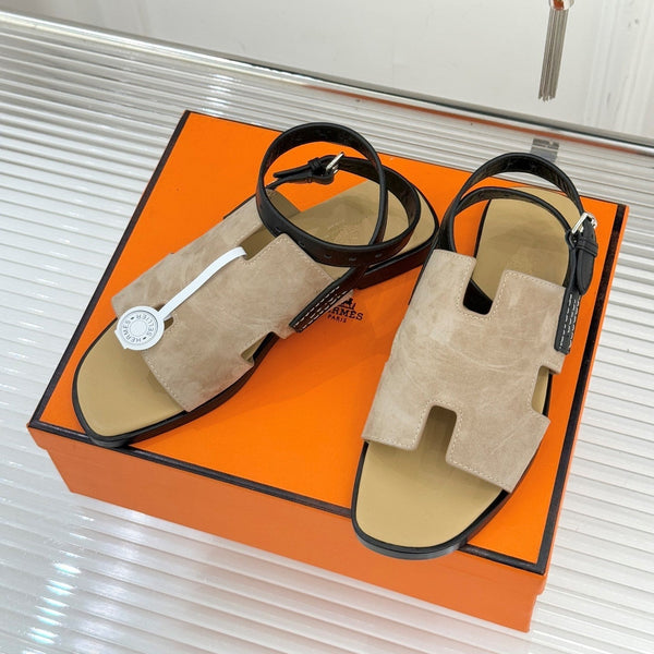 HM Maya Sandal Dark Khahi Suede Leather 642794