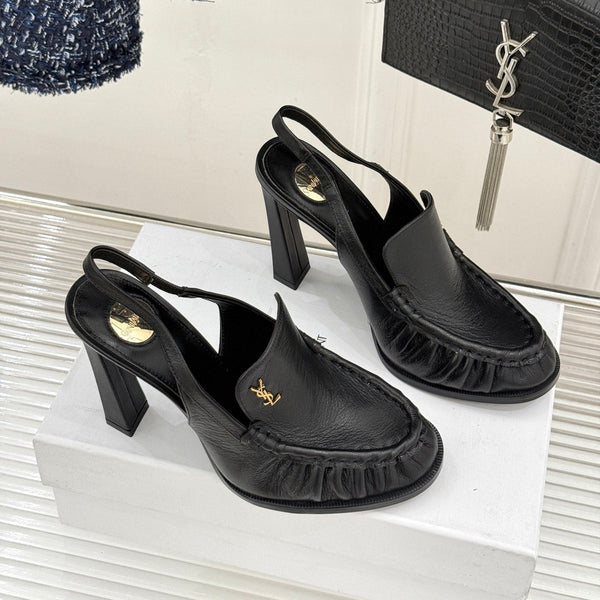 YSL 26WF Le Slingback 10.5cm Black Cowhide 642954