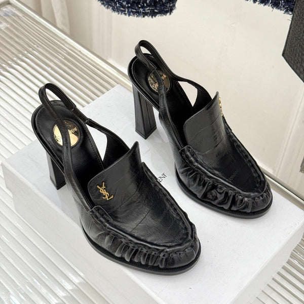 YSL 26WF Le Slingback 10.5cm Black Leather 642955
