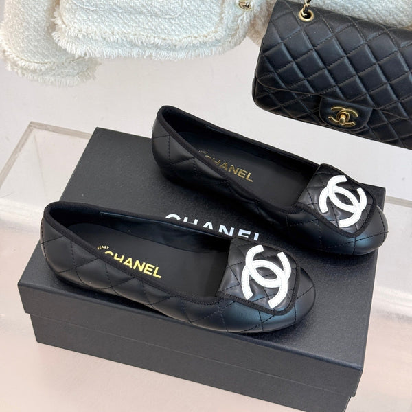 CC 26s Cambon Ballet Flats Black Quited Lambskin 887794
