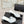 CC Woven Square-Toe Slippers Black White Leather 825775