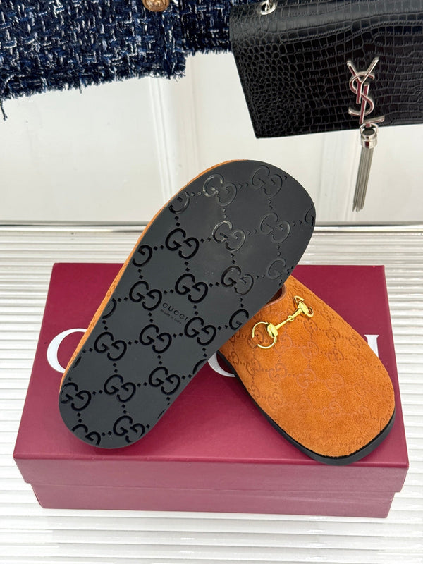 GG Mule With Horsebit Dark Brown Suede 905743