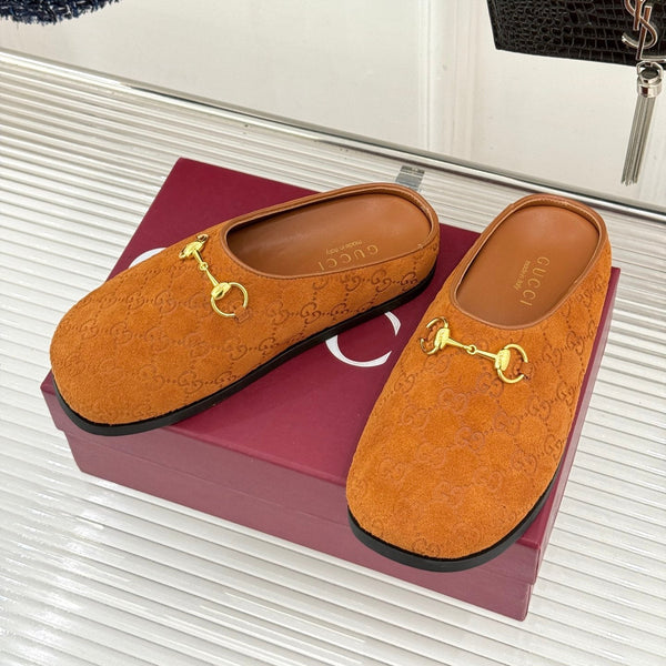 GG Mule With Horsebit Dark Brown Suede 905743