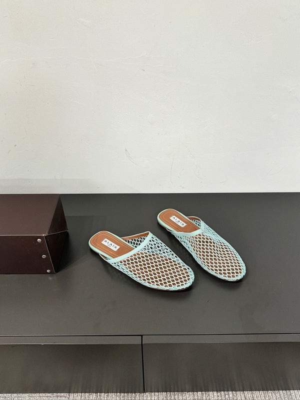 MULES ALAIA FLAT IN RETE AZZURRA