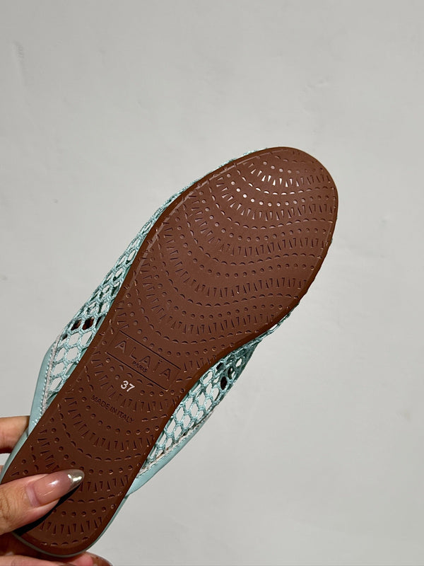 MULES ALAIA FLAT IN RETE AZZURRA