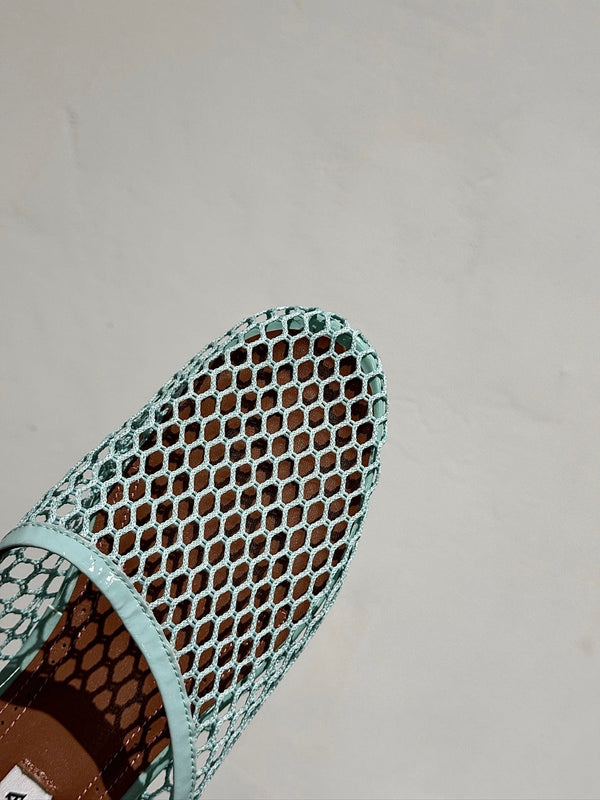 MULES ALAIA FLAT IN RETE AZZURRA