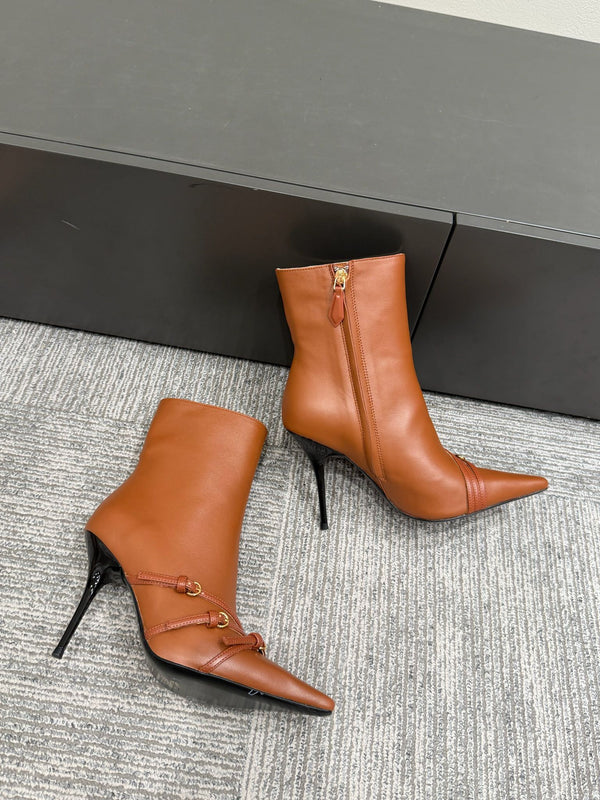 Miu 90 short boots brown cowhide 417982