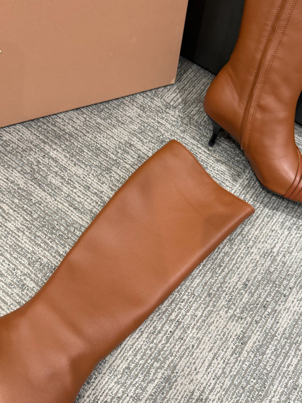 Miu 40 knee high boots brown cowhide