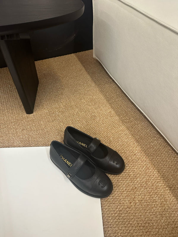 CC 26s Mary Jane Flats Black Calfskin