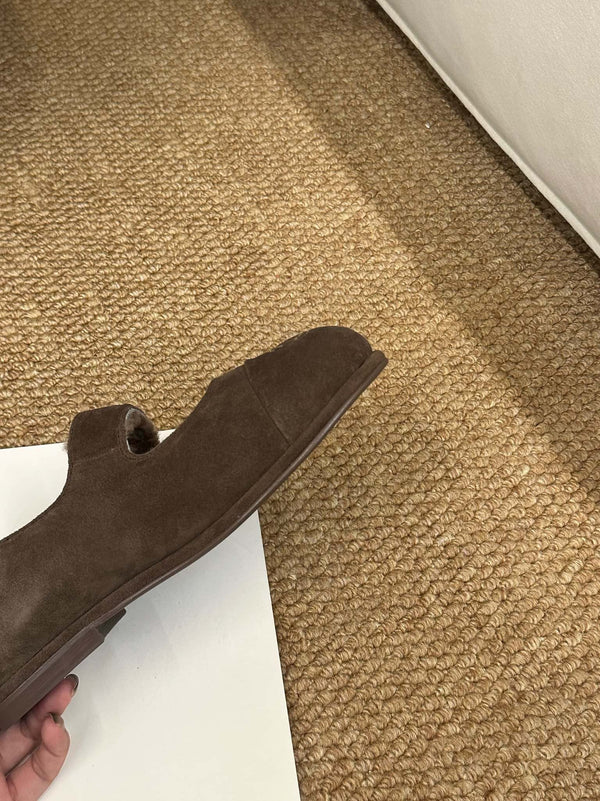 CC 26s Mary Jane Flats Brown Suede Shearling Lining