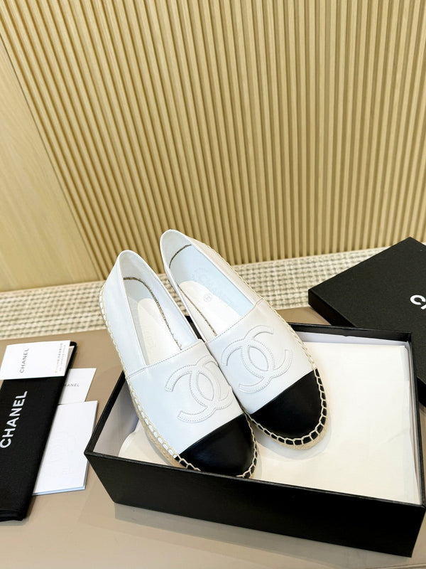 cc espadrillas bianche nere in pelle di cafl