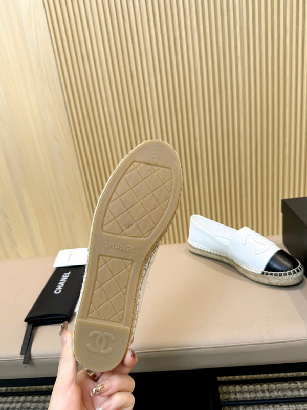 cc espadrillas bianche nere in pelle di cafl