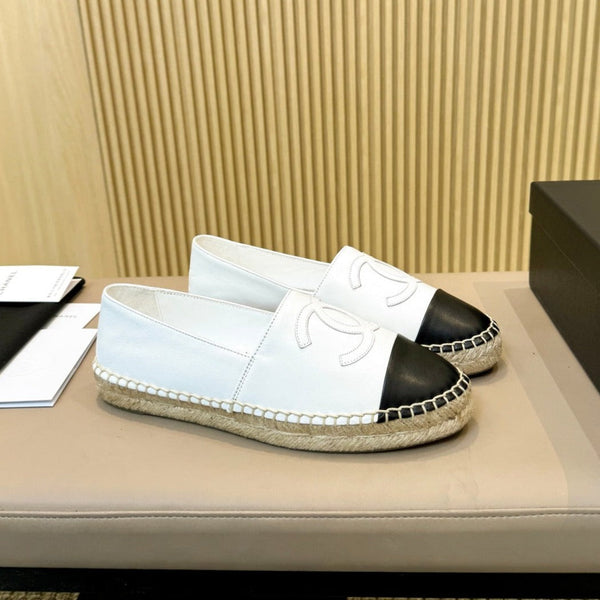 cc espadrillas bianche nere in pelle di cafl