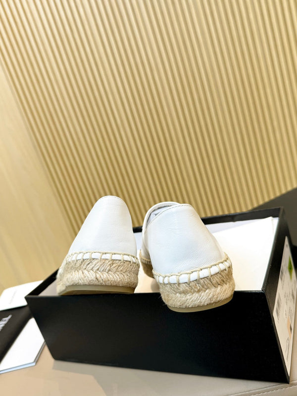 cc espadrillas bianche nere in pelle di cafl