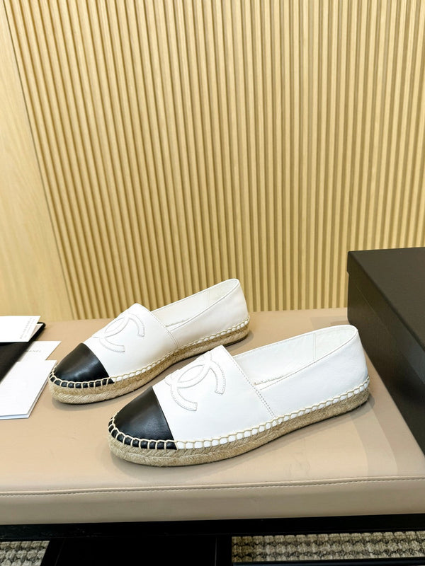 cc espadrillas bianche nere in pelle di cafl