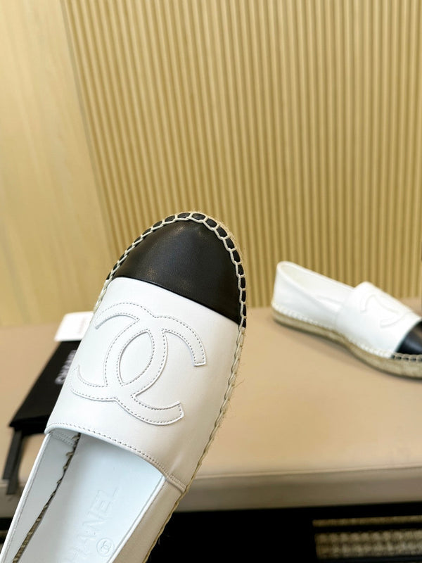 cc espadrillas bianche nere in pelle di cafl