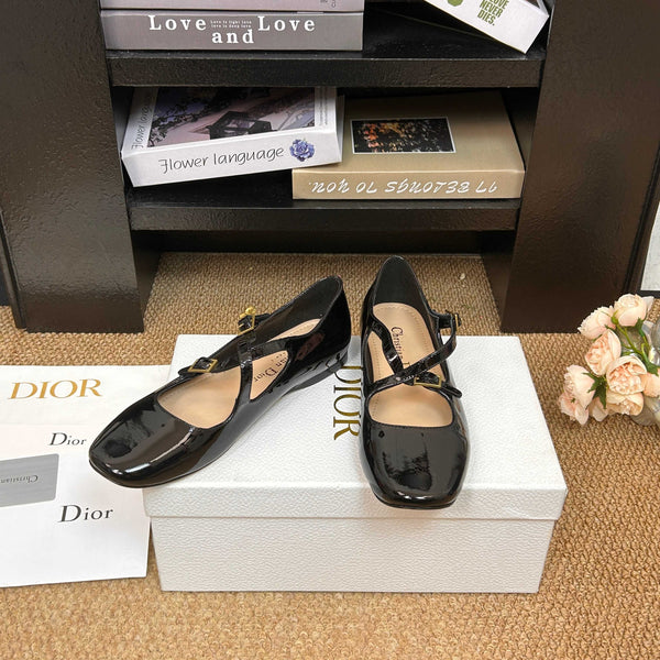 CD 26s Mary Jane Flats Patent Calfskin 157545